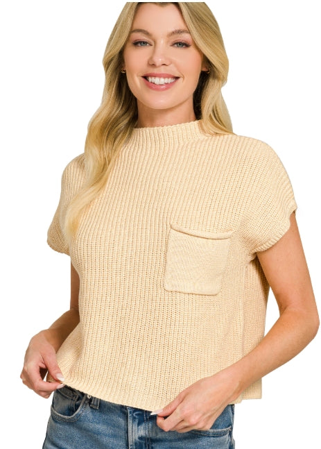 Mock Neck Cropped Sweater
