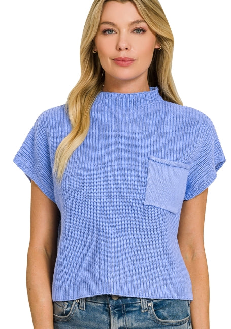 Mock Neck Cropped Sweater