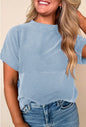 Corded Knit Mock Neck Shirt
