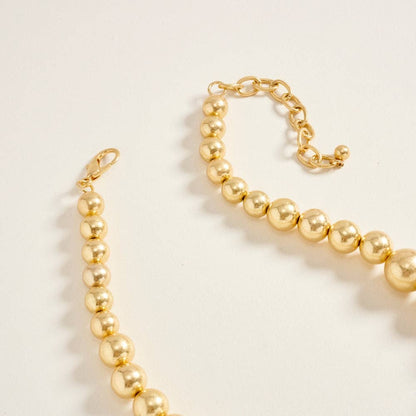 16 Inch Metal Puffy Heart CCB Bead Necklace