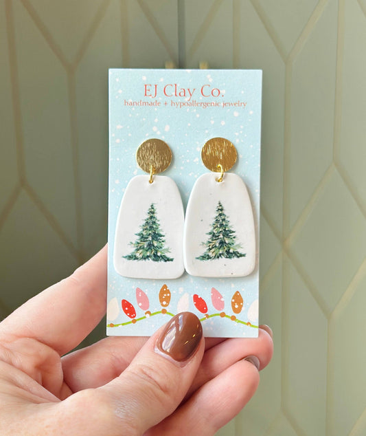 Timeless Tree Clay Dangles - 18k Gold Plated Clay Earrings
