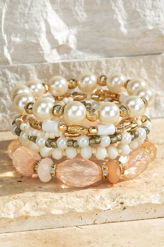 6 Layered Mixed Beads Boho Bracelet