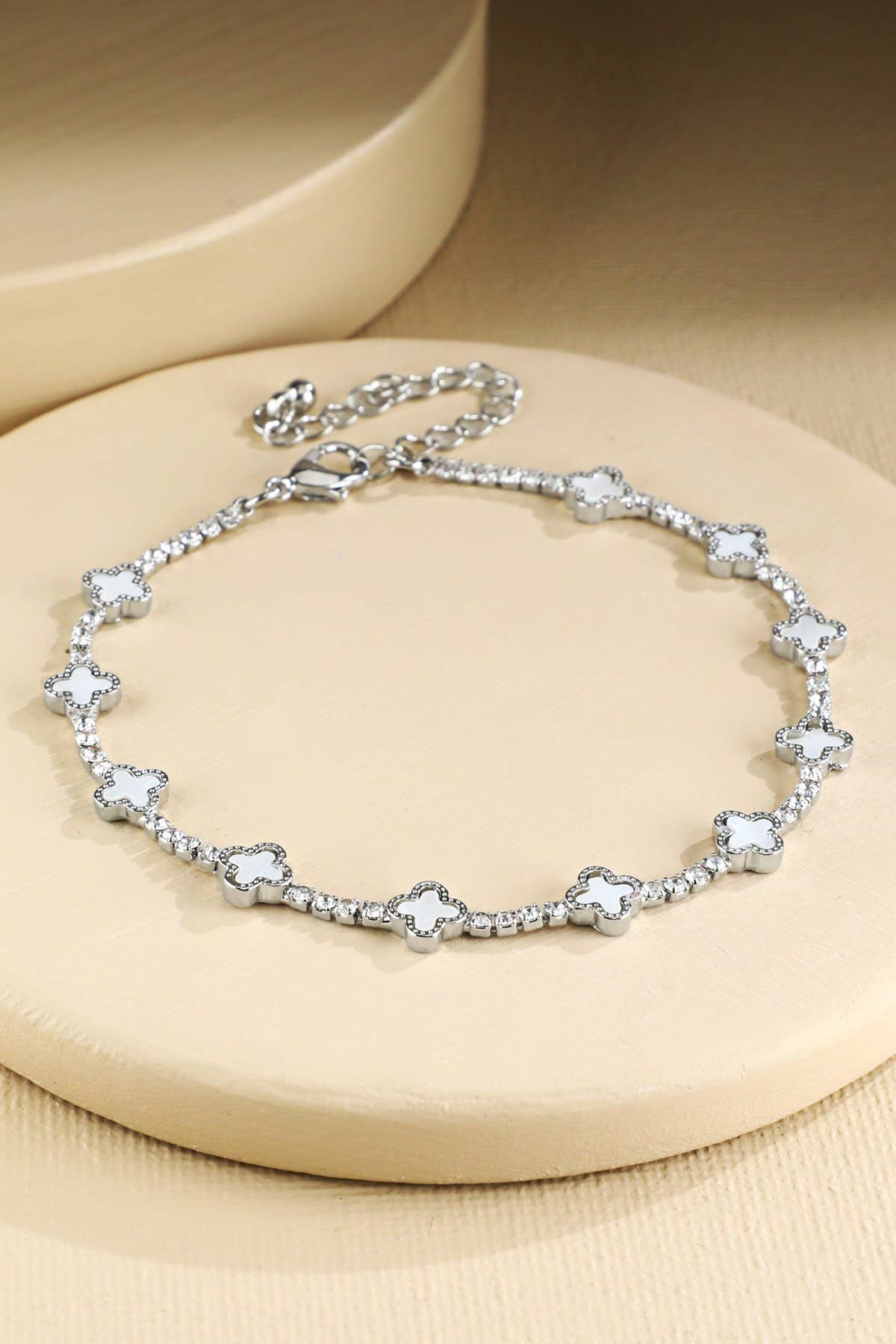 Brass MOP Clover Chain Bracelet