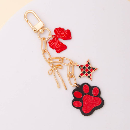 Bag Charm Keychain with Glitter Paw Print
