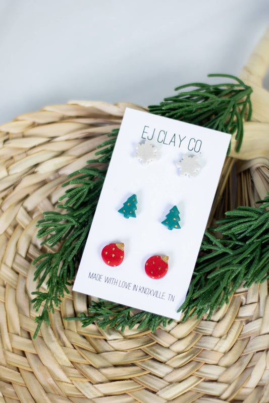 Christmas Mini Stud Clay Earrings