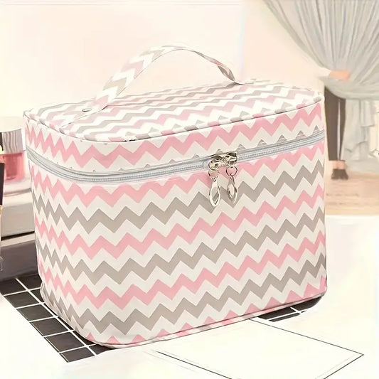 Chevron Detail Cosmetic Bag, collapsable