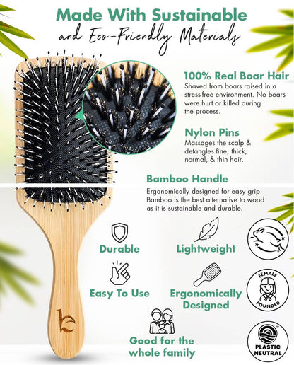 Paddle Brush with Boar Bristles and Nylon Pins