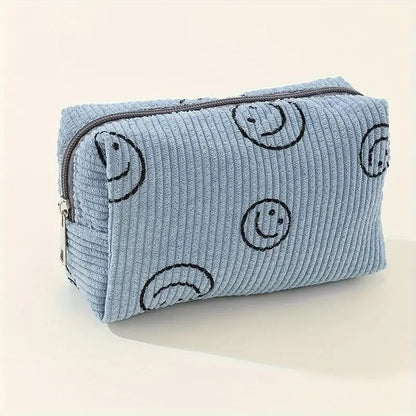 Smiley Ribbed Cosmetic Bag