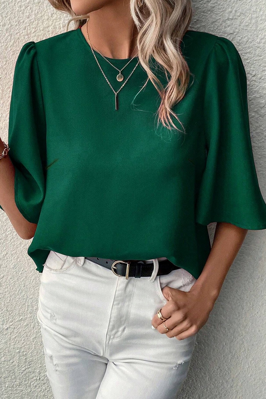Satin Green Puffer Top