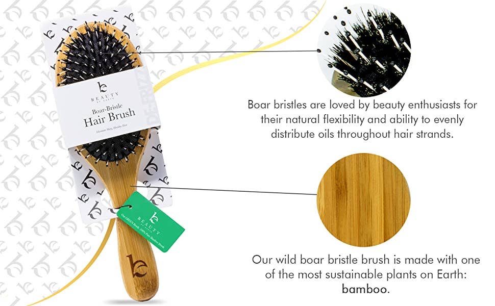 Boar Bristle Brush with Detangling Nylon Pins