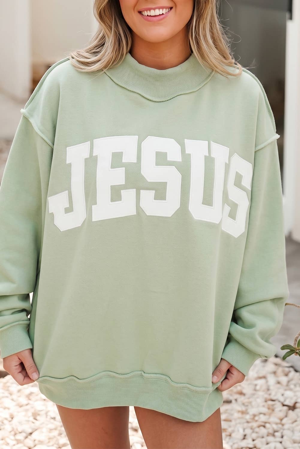 Jesus Long Sleeve Mock Neck Sweatshirt