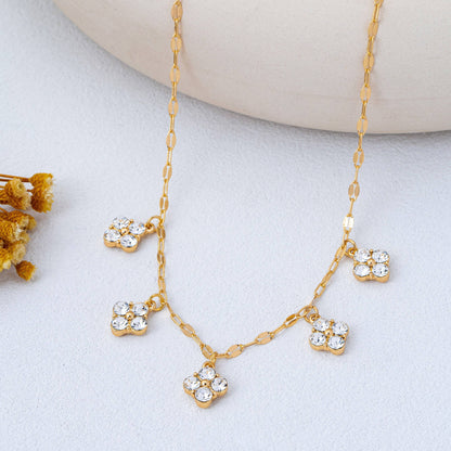 Crystal Quatrefoil Clover Station Necklace
