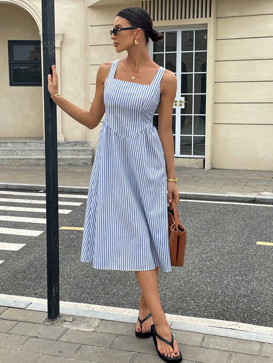 Striped Square Neck Dress