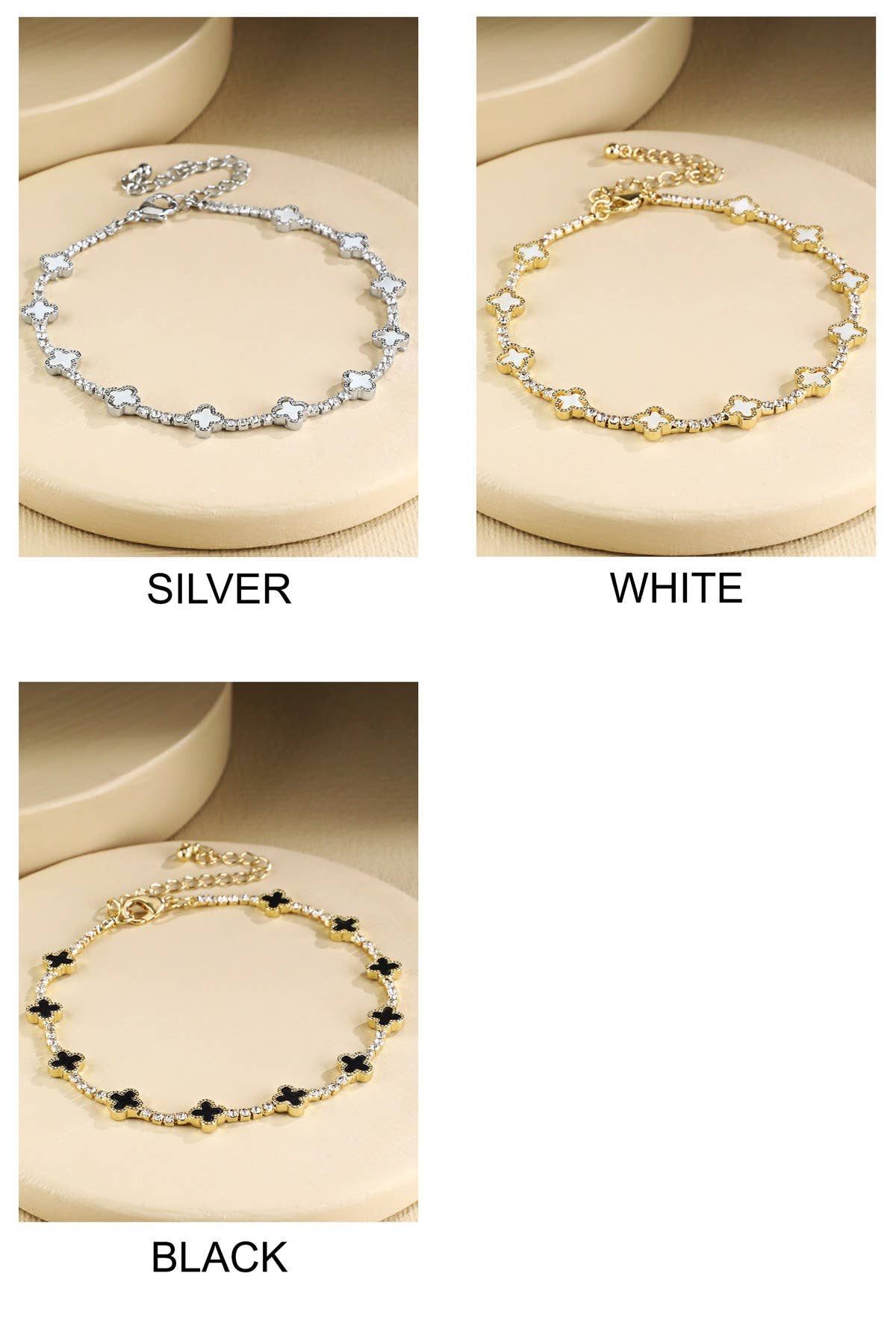 Brass MOP Clover Chain Bracelet