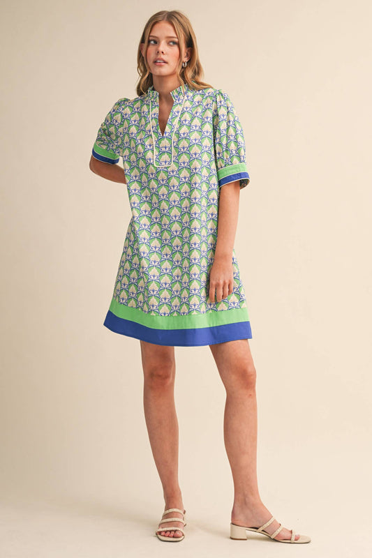 VINTAGE FLORAL PUFF SLEEVE MINI DRESS