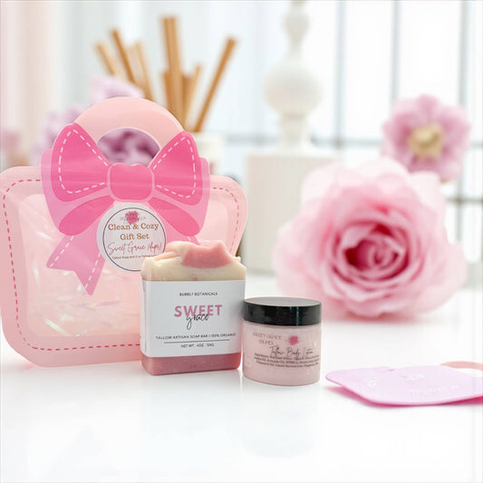 Clean and Cozy Sweet Grace Tallow Gift Set – Soap and Lotion