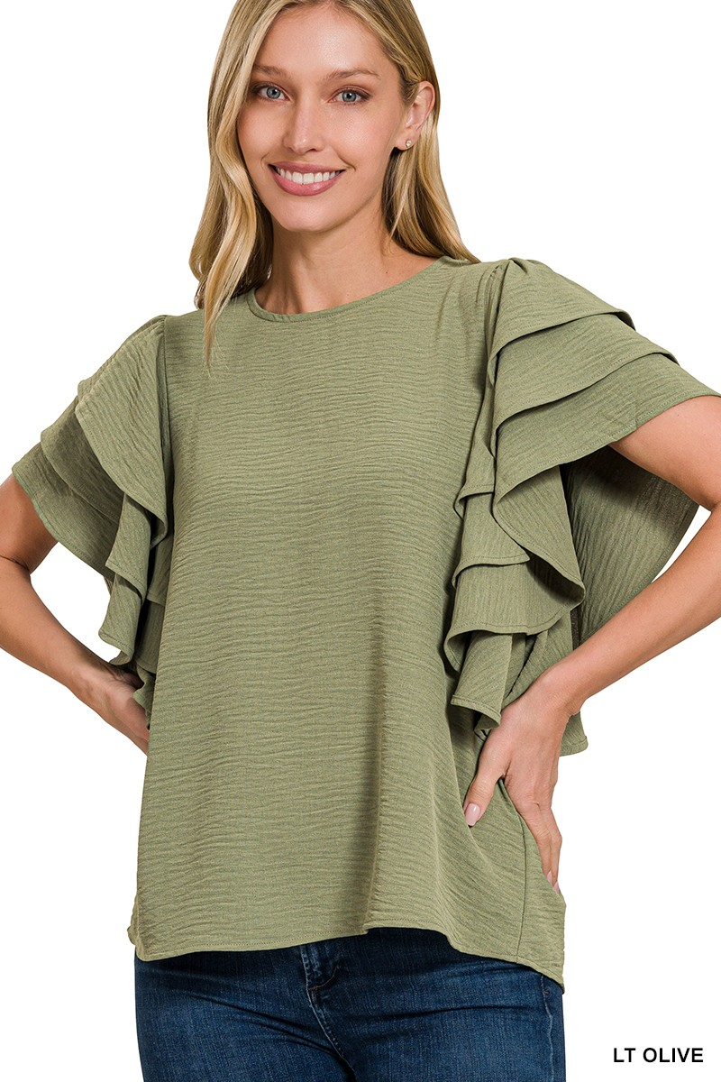 Airflow Multi-Tiered Ruffle Sleeve Blouse