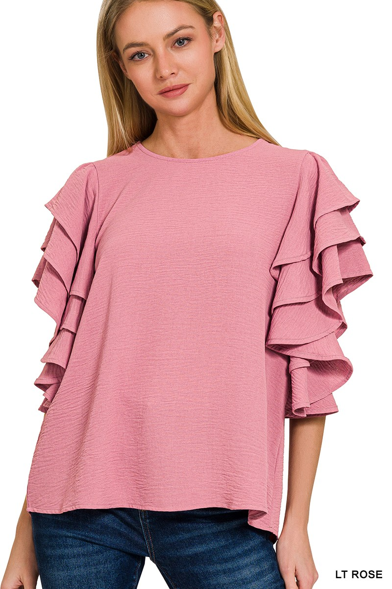 Airflow Multi-Tiered Ruffle Sleeve Blouse