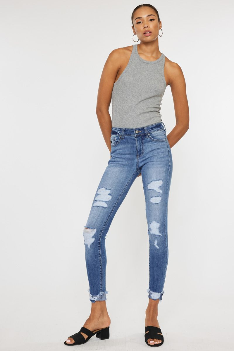 KanCan Mid Rise Super Skinny Distressed Jean