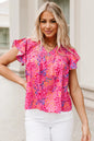 Multi Color Leopard Ruffle Top