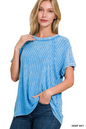 Deep Sky Ribbed Raglan top