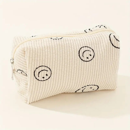 Smiley Ribbed Cosmetic Bag