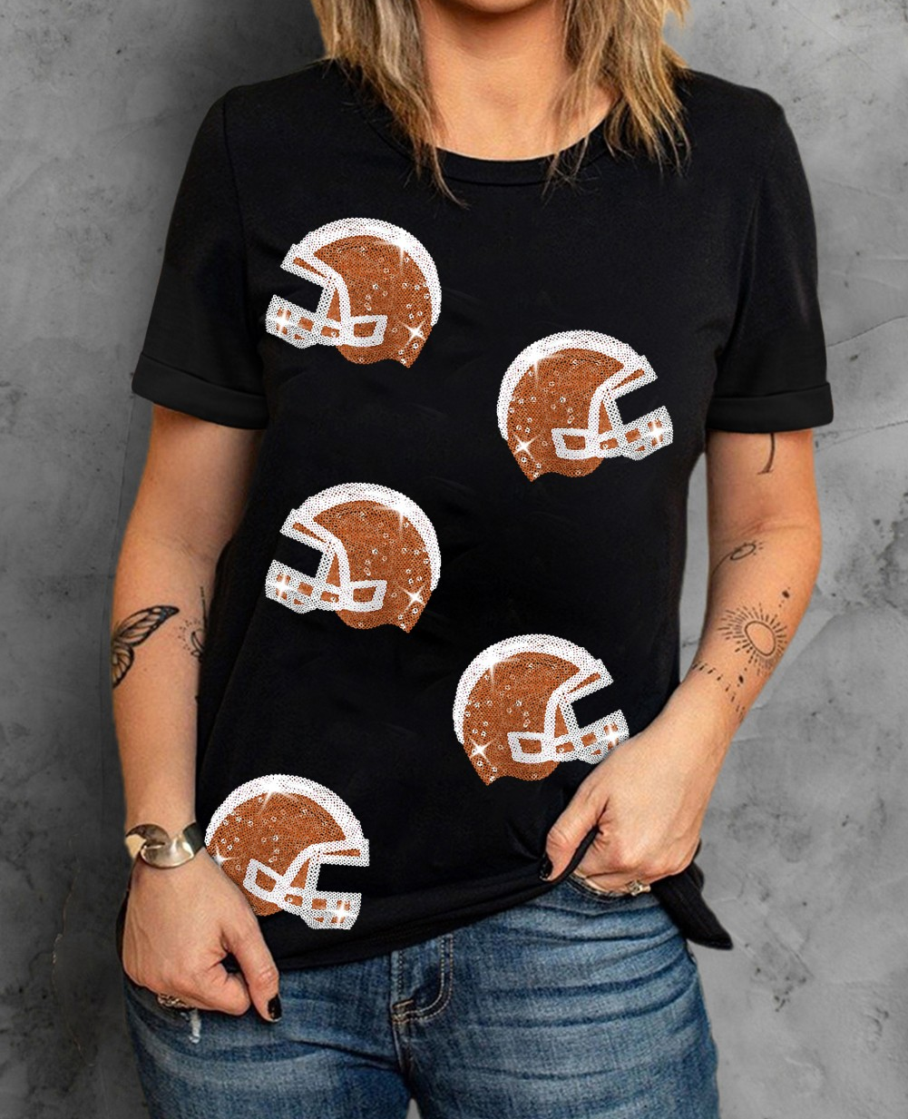 Sequin Game Day Helmet Tee